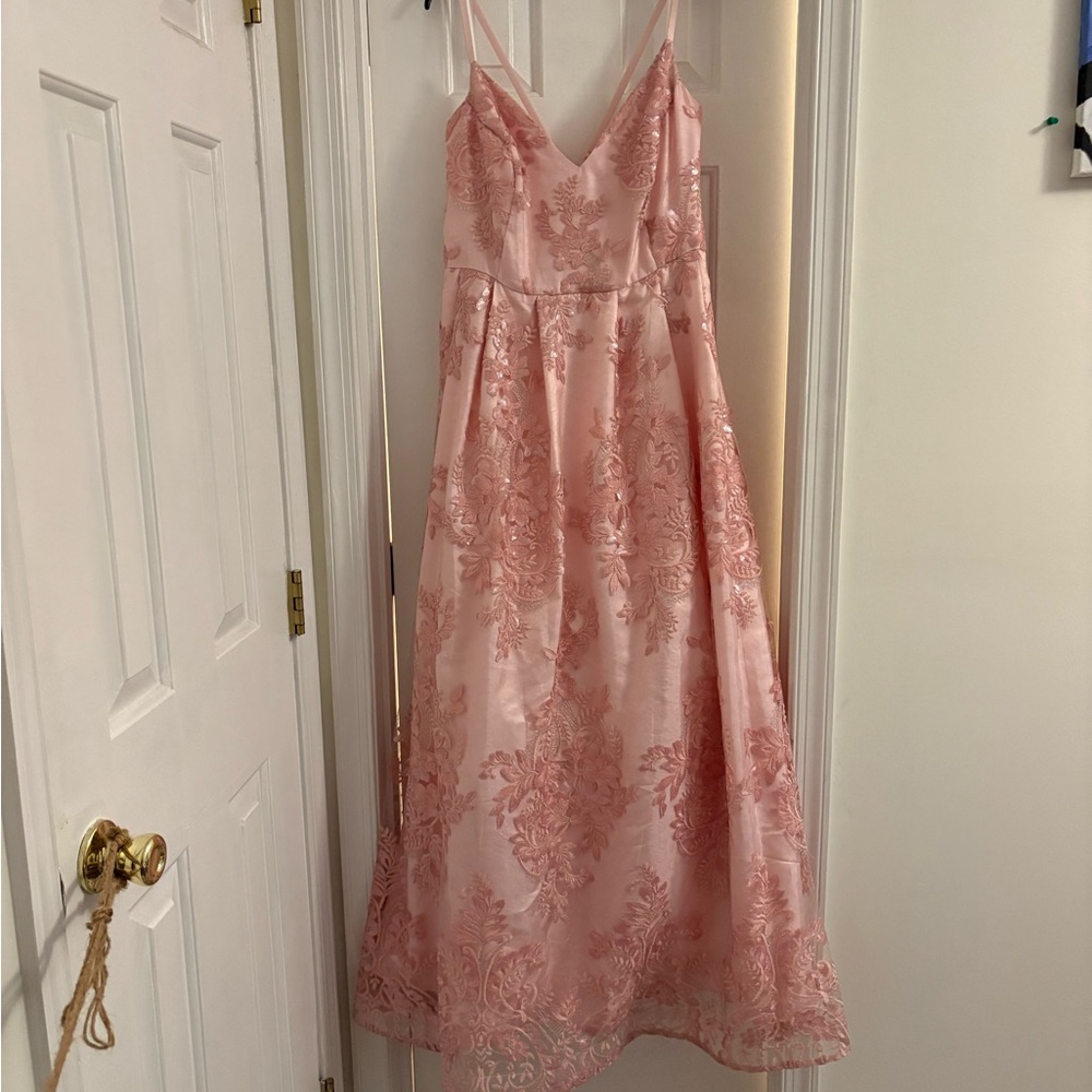 BCX Light Pink Floral Formal Plus Size Dress